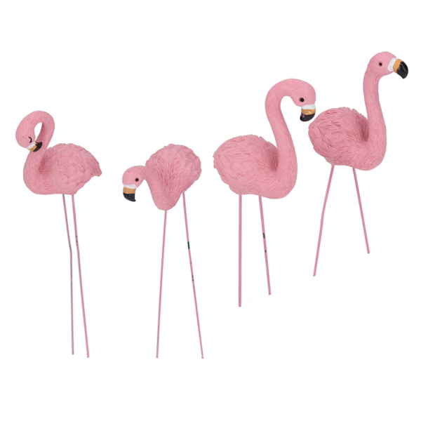 4 st Rosa Flamingo Trädgårdsstaty Fina Detaljer Snygg Levande Liten Flamingostaty för trädgård Gräsmatta Uteplatsdekorationer Gåvor