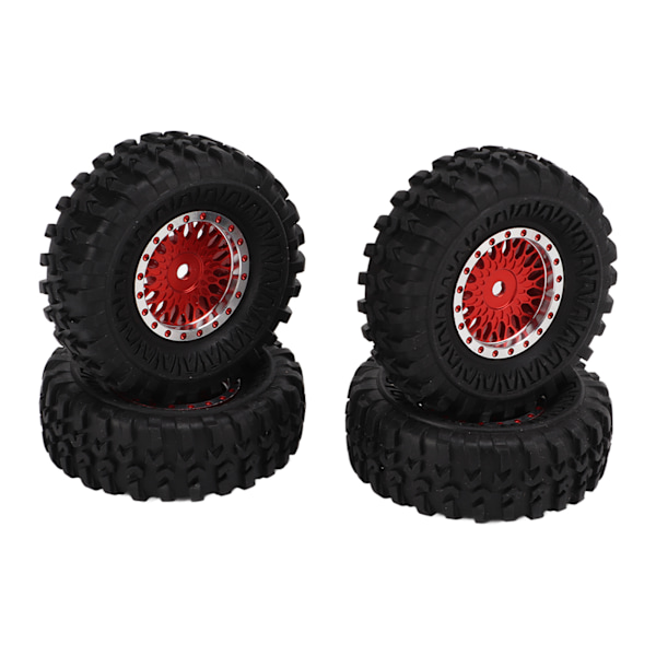 4 kpl RC-ajoneuvon mikropyöräsetti, verkopyörät, vanteet, renkaat, 55 mm, Axial SCX24 AXI90081 AXI00001 AXI00002 1/24 RC-autolle, punainen