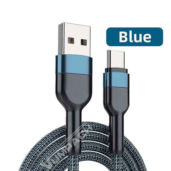 Snabb USB C-kabel Typ C-kabel Snabbladdning Datasladd Laddare USB -kabel C för Samsung S21 S20 A51 Xiaomi Mi 10 Redmi Note 9s 8t Blue 0.5m