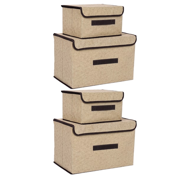 4 kpl Non Woven säilytyslaatikot Pölynkestävä taittuva kaksi suurta ja kaksi pientä kotitalouksiin Beige