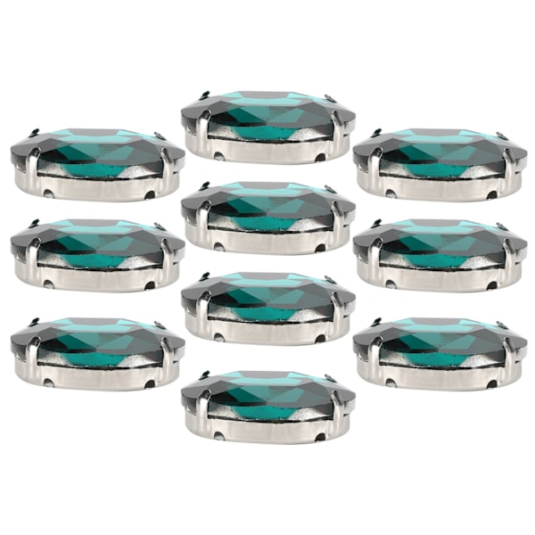 10 stk. Sy På Rhinestones Krystaller Skinnende Knapper Dekoration til DIY Håndværk Tøj Sko Tasker 1,8 x 2,5 cm Grøn Oval
