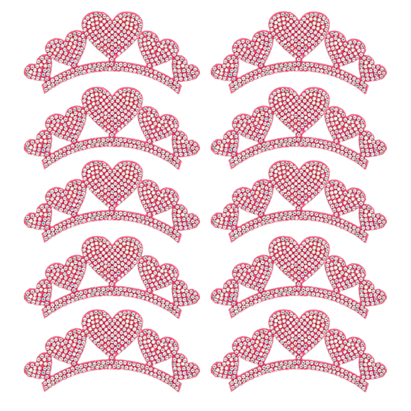 10 stk. Rhinestones Stof Applikation Kroneformede Mærker Tøjtilbehør 10x4cm Hjerte Type