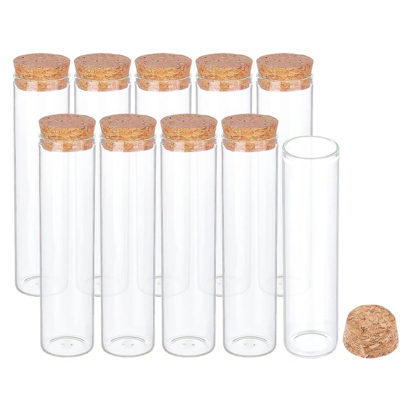 10 stk. glasreagensrør med korkprop Klar flad miniglasflasker Krukker til laboratoriefest favoriserer slikkrydderierperler