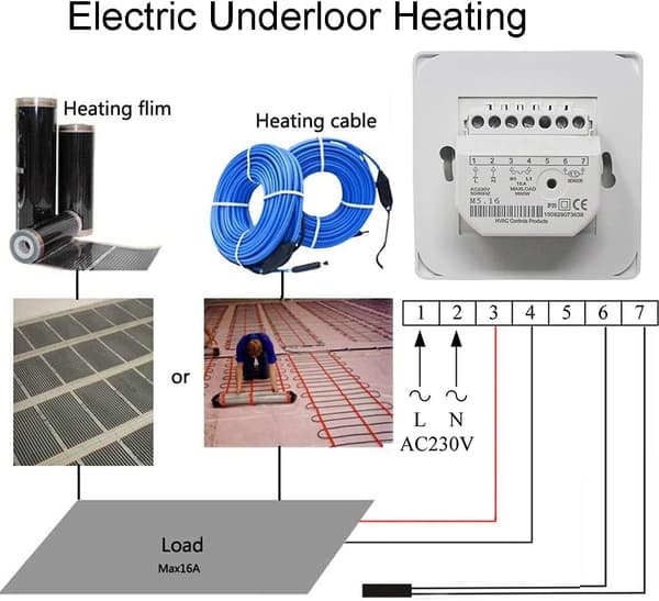 Manual Electric Floor Heating Thermostat with AC 220V 16A Sensor, Mechanical Floor Heating Thermostat Control