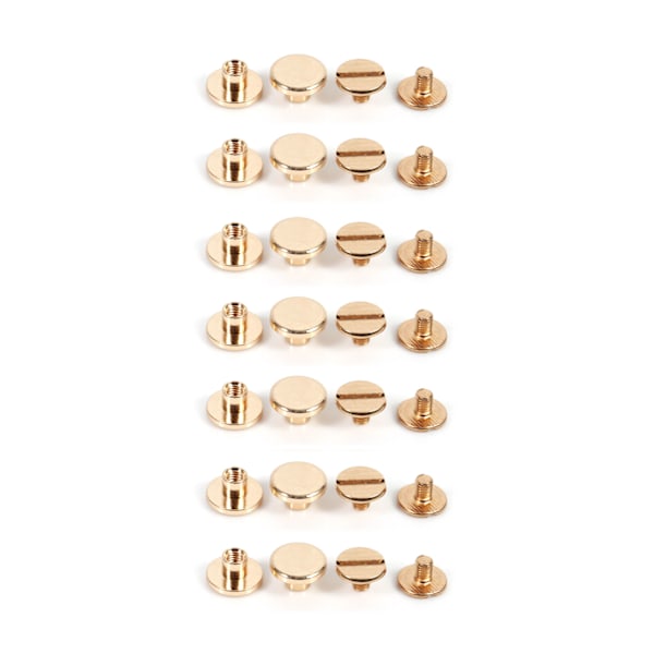 10 set 5/6,5/8 mm massiv mässingsknapp med skruvspik för nitbälte i läder DIY Guld
