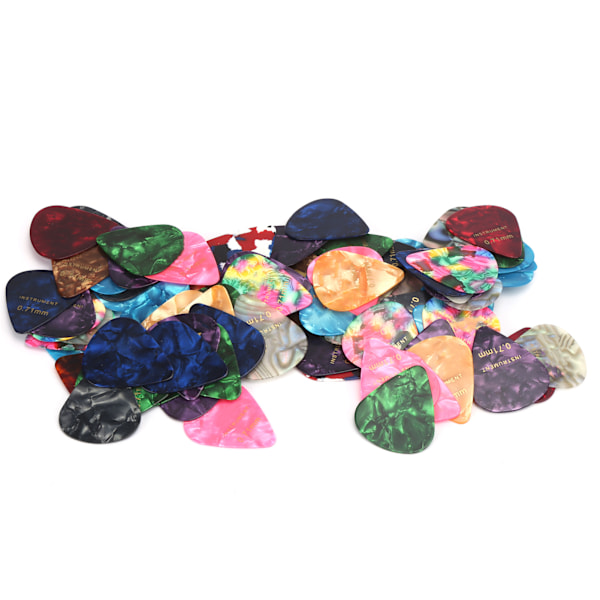 100 stk Gitar Picks Universal Musikinstrumenter Deler Tilbehør Fargerike 0,71 mm