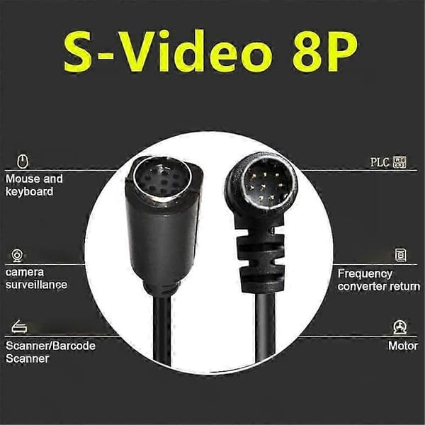 0,5 m DIN 8-bens han til hun S-videokabel vinklet stik lyd- og videokabel til set-top-boks