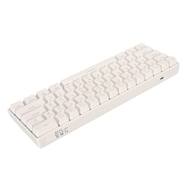 61 Taster Mekanisk Tastatur Bærbar Kompakt 60 % Spiltangentbord med LED-baggrundsbelysning til Windows PC Laptop Hvid Overflade Rød Switch