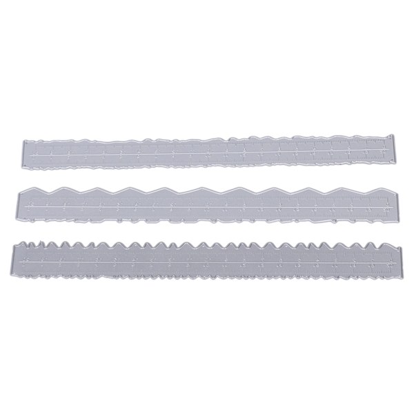 3 stk uregelmessige kanter linjal DIY-produksjon Karbonstål-embossing Attractiv dekorativ lettvektsverktøy for kortproduksjon