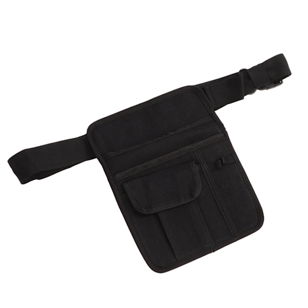 Midjeväsk Adjustable Längd Multifunktionell Bärbar Svart Canvas Midjeväska för Restaurangbeställning Hårtrimning Arbete