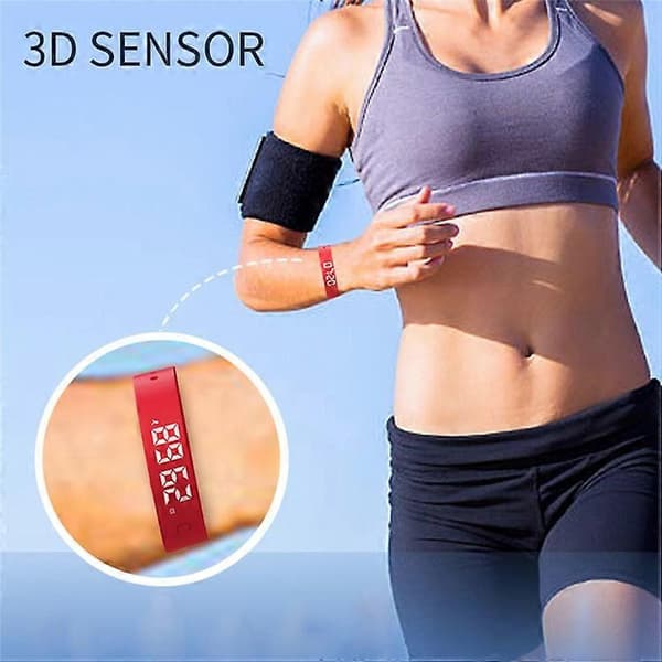 W5SV Smart Armbånd med Vibrerende Alarm, Søvnovervågning Digitalt Display Elektrisk Ur Red