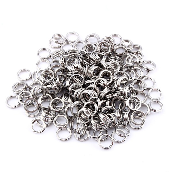 Hot 200 stk. Fiskegrej Solidt Rustfrit Stål Snap Split Ring Lure Tackle Connector
