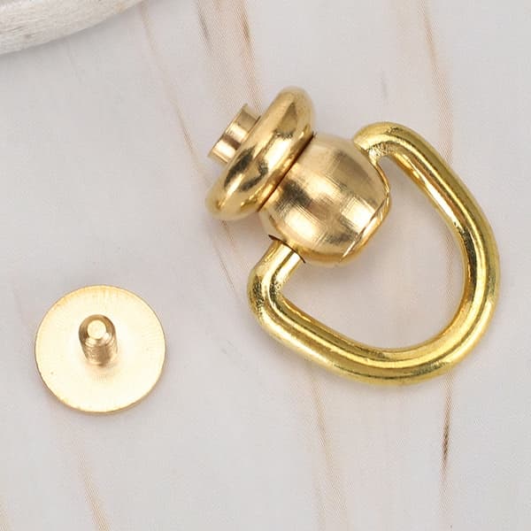 5 set D-ringnitar Mässingsnagel Chicago Stud Skruv Läder Craft Parfym Bell Guld 10x5mm