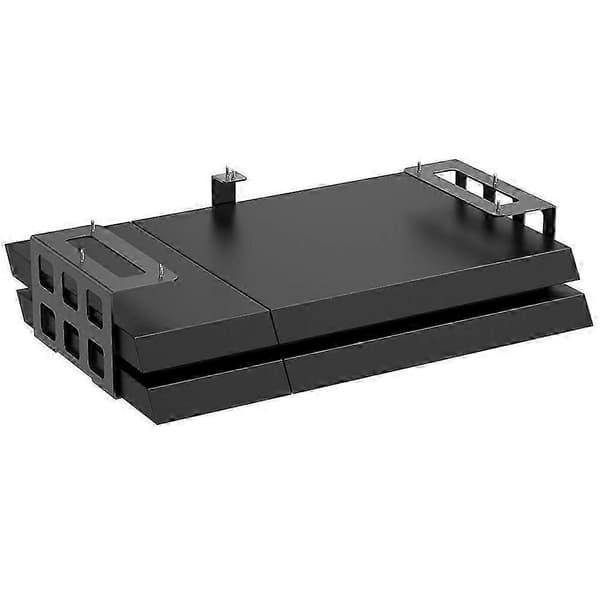 Nem installation under skrivebord og vægmonteret hyldeholder til spillekonsol, mini-computer, computer og spillekonsoller Musta