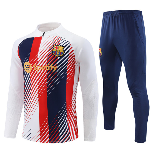 Sæson 23-24 Barcelona langærmet halv træningsdragt fodbold uniform træningsdragt langærmet dragt hvid [Camouflage Style] XL