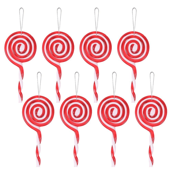 8 Pack Christmas Lollipop Ornament Punainen ja Valkoinen Candy Cane joulukuusen koristeena S