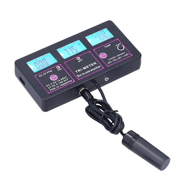6 i 1 Vandkvalitetsmåler Multifunktionel PH Temp EC CF RH TDS-måler til Akvarium Hydroponics PH‑217US Stik 110V