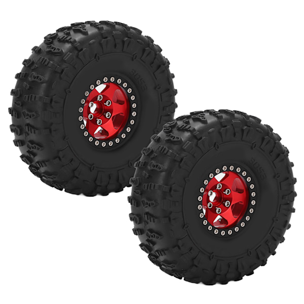 2 stk. 1,9 tommer hjulfælgssæt Metalfælge gummidækssæt til Axial SCX10 1/10 RC Crawler CarRød og Sort