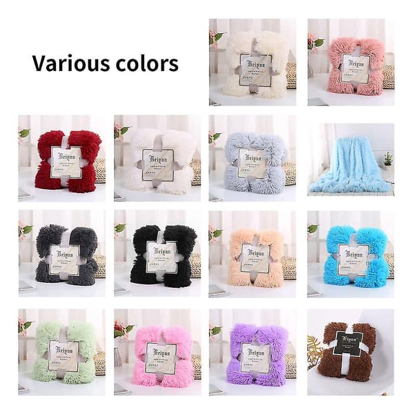 Lang plysjteppe ensfarget mykt lur sengeteppe sovepledd Aqua Blue