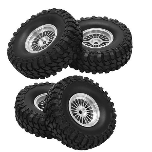 4 kpl RC-ajoneuvon renkaat Renkasetti 55 mm alumiini etu- ja takarenkaat Axial SCX24 1/24 RC-auto Crawler Hopea