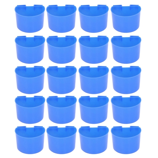 20Pcs Bird Food Bowl Plastic Parrot Water Feeding Cup Birdcage Feeder Trough Set Kit Blue 9s6cm / 3.54x2.36in