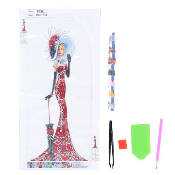DIY Rhinestone-maleri Elegant Dame Mønster Krystallmaleri Broderi Bilde Dekor KitDZ581