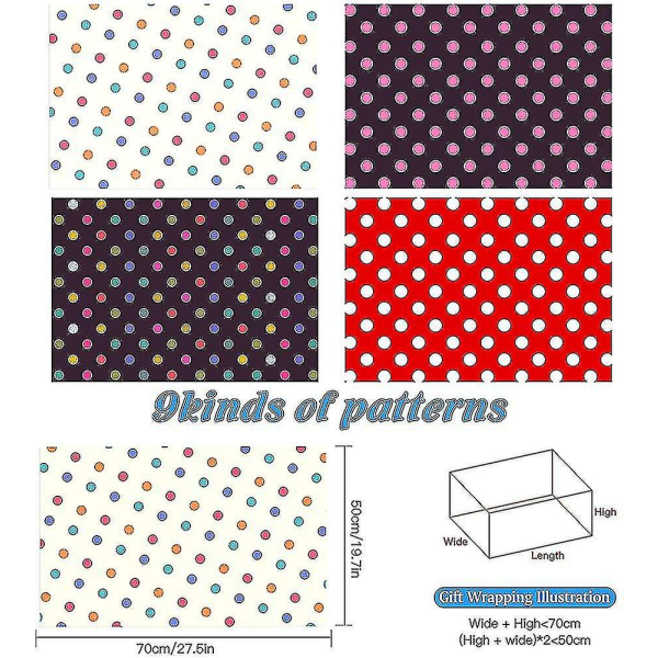 10 ark Polka Dot Stripe fødselsdagsindpakningspapir Farverigt indpakningspapir