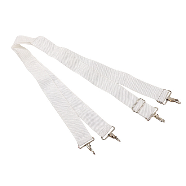 Bastrumsrem Mjuk Nylon Elastisk Justerbar Ergonomisk Bekväm trumrem med dubbla axelremmar för bastrumma Vit