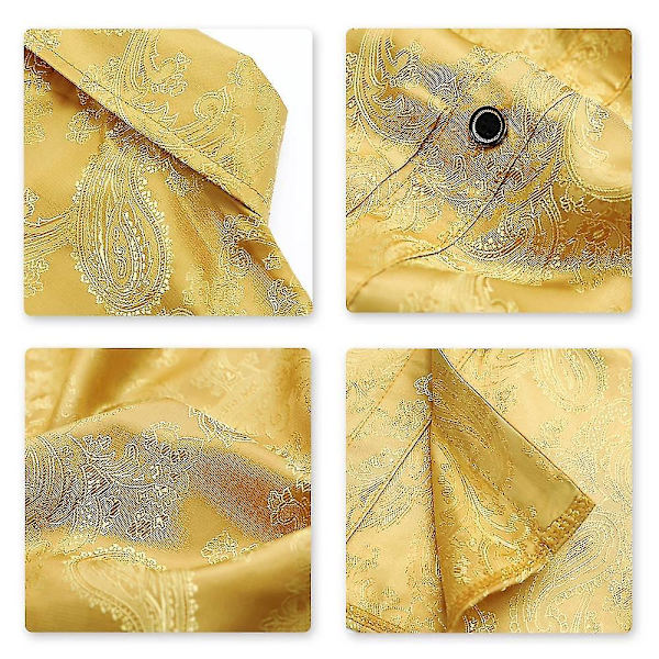 Skjorte med cashewblomst-broderi på revers - Menn, Lang Erme (Gul, 2XL)