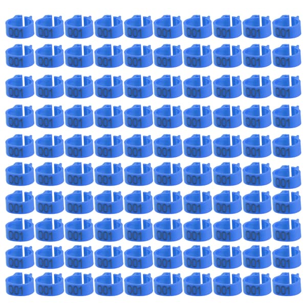 100 stk/pose 8MM 001-100 nummererte plastbrevduve fuglebenringer (blå)