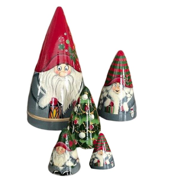 5 julbitar Matryoshka Christmas Dwarf Collection Dockor Stapling Dockor Ornament Juldekorationer
