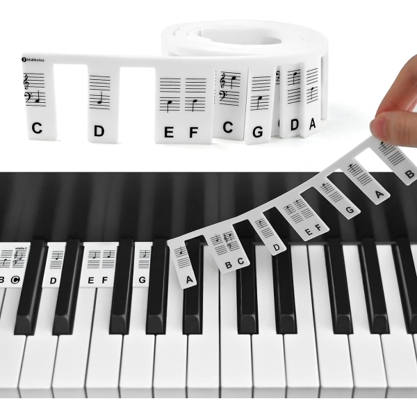 88 tangenter Avtagbar pianoklaviatur Notetiketter Silikonklistermärken Nyckel i full storlek För nybörjare Barn Bokstäver Personalguide Elektroniskt tillbehör