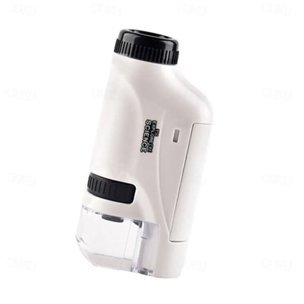 Mini Pocket Microscope Set 60-120x Lab Handheld Microscope Battery Powered Microscope with LED Illumination White