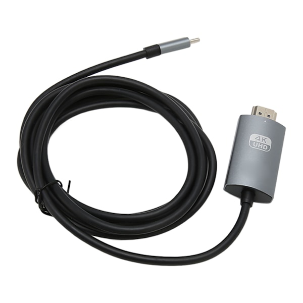 Type-C - HD-liitäntäkaapeli, tukee 4K 30Hz, Plug and Play, Type-C - HD-kaapeli televisiolle ja näytölle, musta ja harmaa