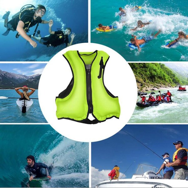Uppblåsbar snorkelväst för surfing och simning - Vuxen Grön