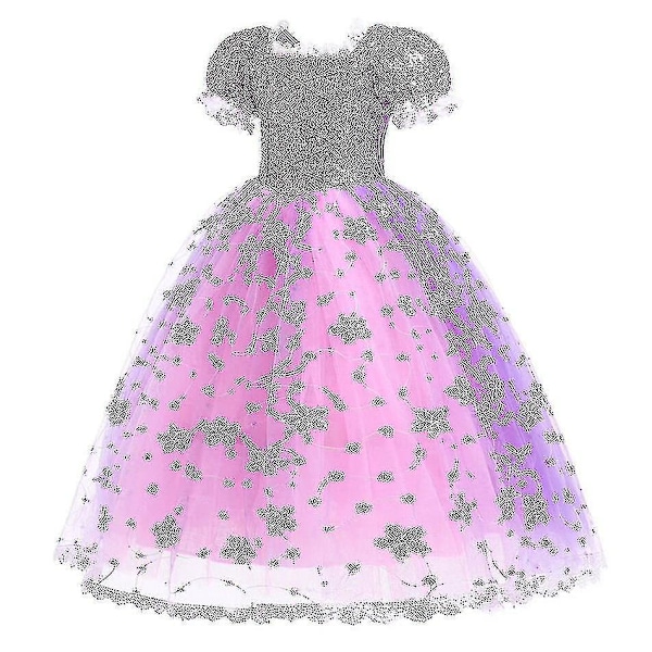 Elegant lila prinsessa Rapunzel klänning för flickor - Barnkostym för bal, kväll, Halloween rollspel - Storlek 2Y