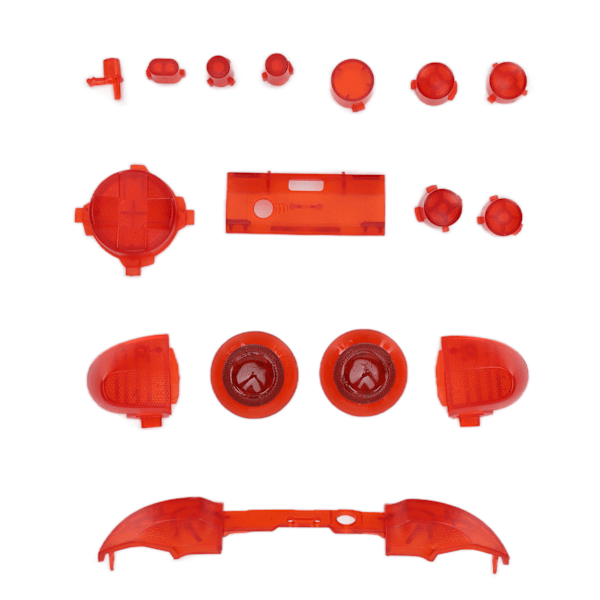 Full Buttons Mod Kit Trigger Full Trigger Modulsett for XBOX Series X for XBOX Series S Kontroller Transparent Rød