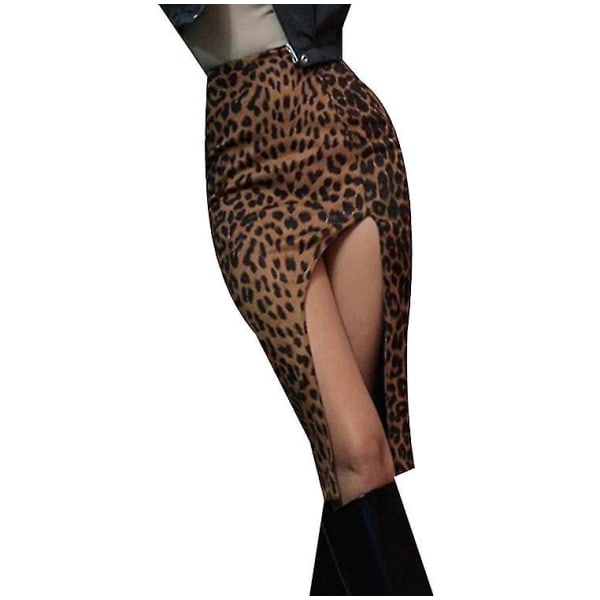 Kvinders leopard nederdel slå om nederdele M