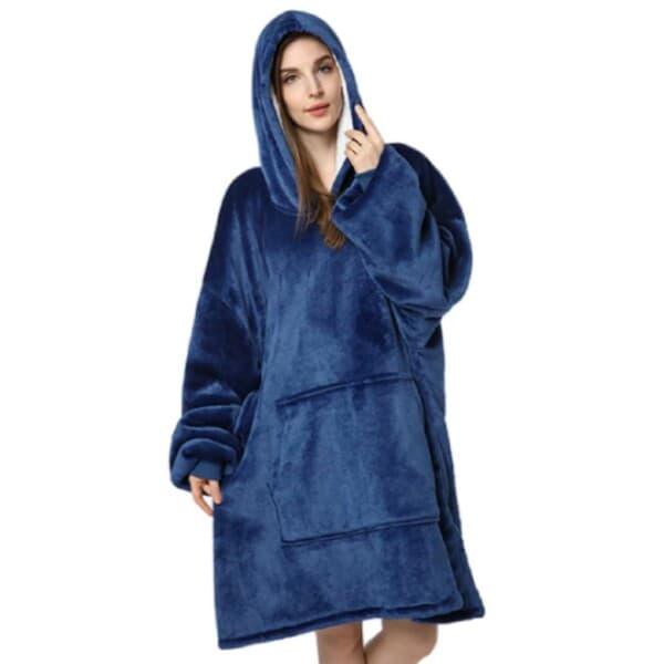 Hettegenserteppe - Oversized Hettegenserteppe Snuggie Mørkeblå blue one size