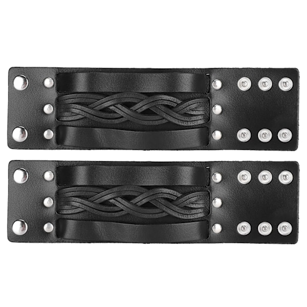 2 stk Punk Armbånd Vintage Bredt Kunstig Lær Armbånd Retro Håndvevde Armbånd