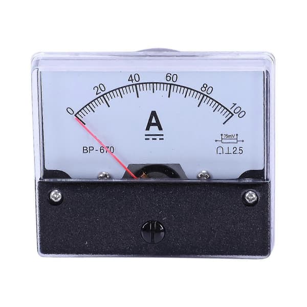 DC 100A analog panelamperemåler strømtæller amperemeter DH-670 musta valkoinen