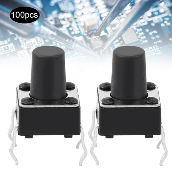 100 stk Momentary Taktil Trykknappbryter Mini Micro Tact Switch Tilbehør 6 x 8 mm