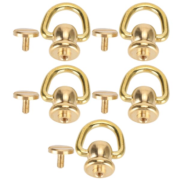 5 set D-ringnitar Mässingsnagel Chicago Stud Skruv Läder Craft Parfym Bell Guld 10x5mm