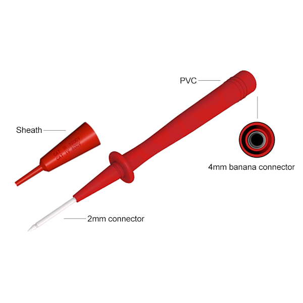 2st Multimetersond Voltmeter Tillbehör Nickelpläterad kopparände 2 mm nål 4 mm bananjack