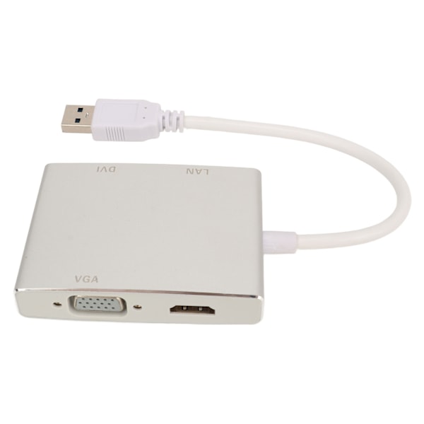 USB 3.0 Videoadapter 4 i 1 USB til HD Multimedia Interface VGA DVI Hub med Netværkskort