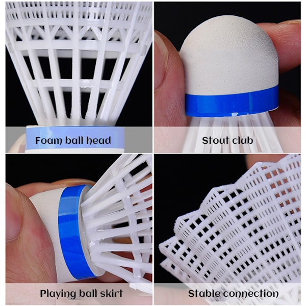 12 stk Nylon Shuttlecocks Højhastighed Badmintonbolde med Stor Stabilitet og Holdbarhed Badminton Birdies til Indendørs Udendørs Træning