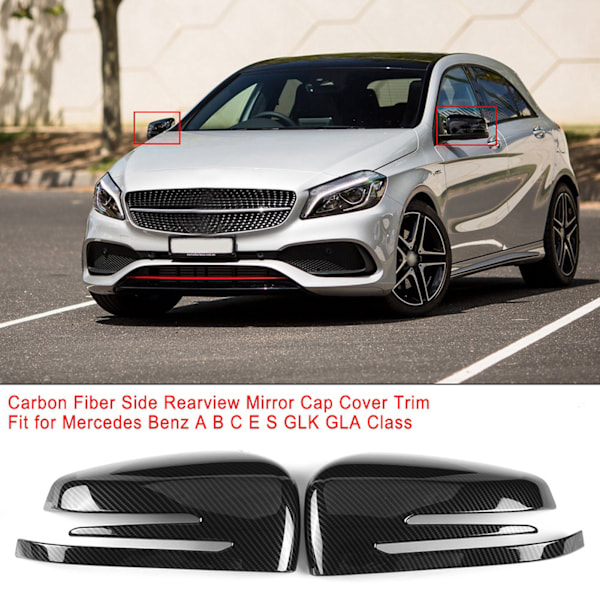 Kolfiber Sidospegelkåpa Trim för Benz A B C E GLA Klass W204 W212