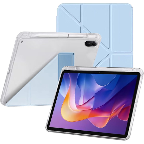 【NX】Compatible with Xiaomi Redmi Pad 2 2025 11 Inch Multi-Angle Folding Protective Case, PU Leather Case, Tri-Fold Folding Protective Case - Blue