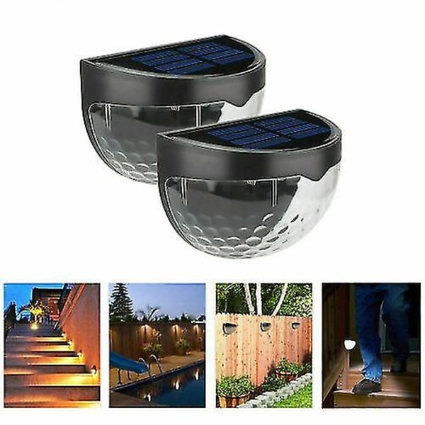 6 Led Solar Power Light Sensor Vegglampe Utendørs hage gjerdelampe Halvsirkel gjerdelys Utendørs lys og skygge Nattlys svart og hvit vegg Warm light