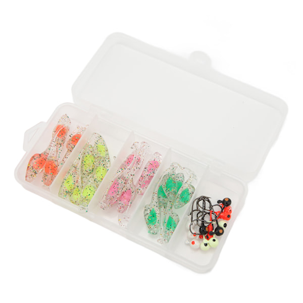 Fiskedrag Kit Silikonagn TPE Soft T Hale med fiskekroge Transparent opbevaringsboks til ferskvands saltvand